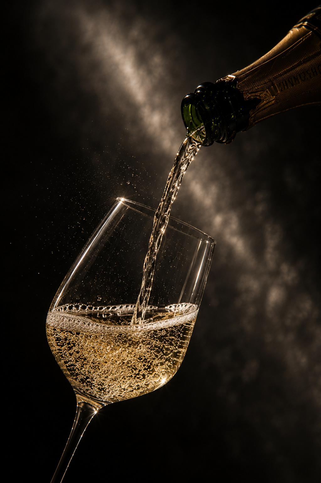 White wine poured into a glass