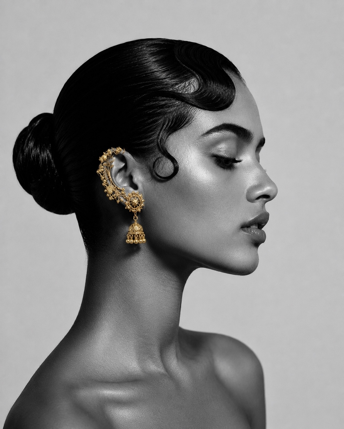 Profile with jhumka & ear cuff