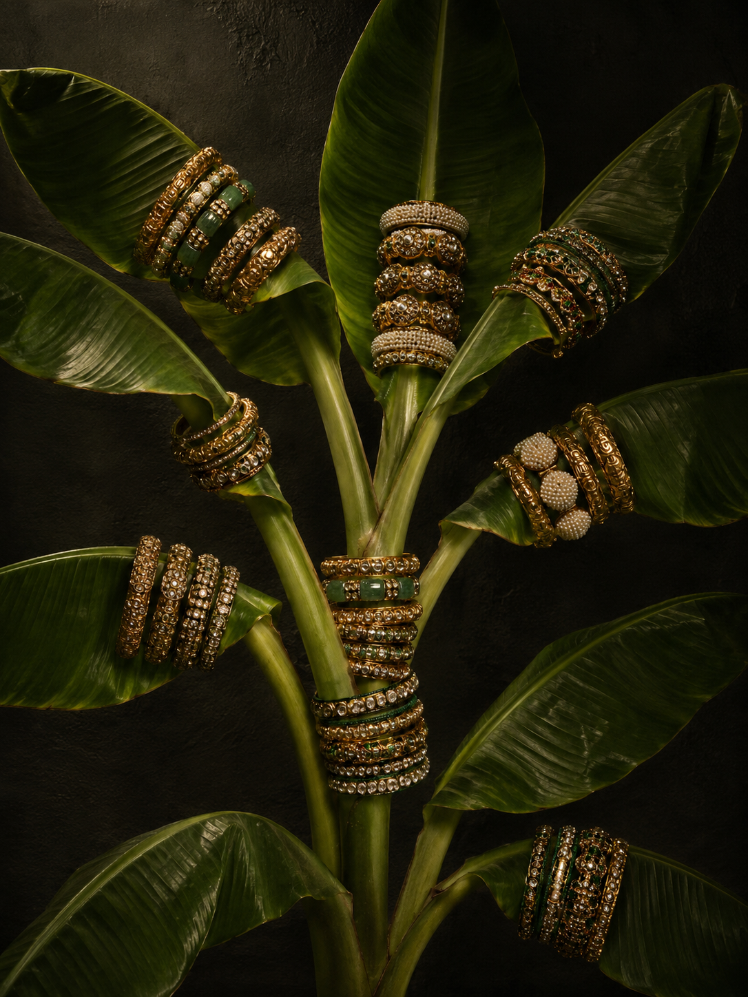 Bangles on banana leaves