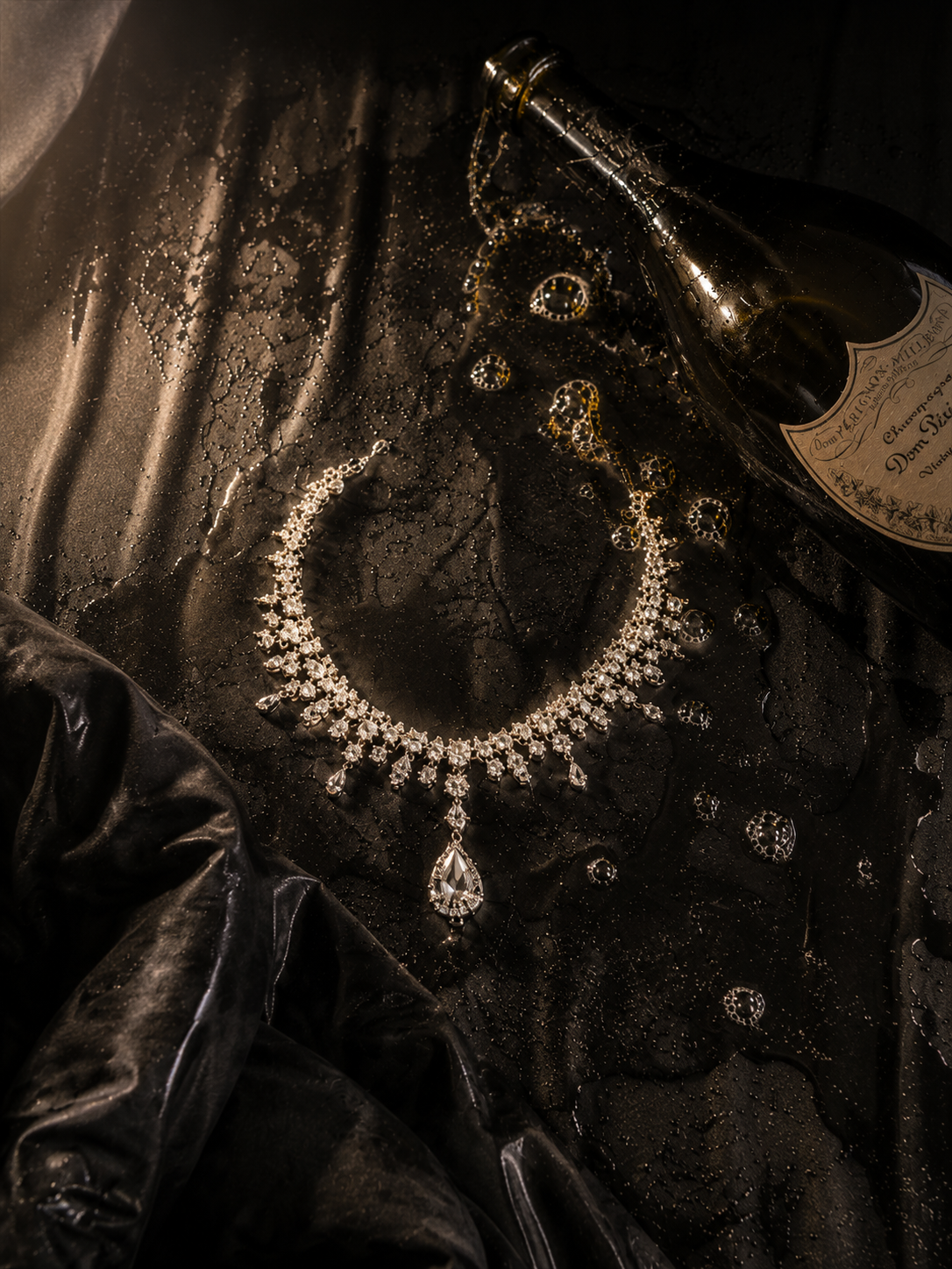 Diamond necklace still life